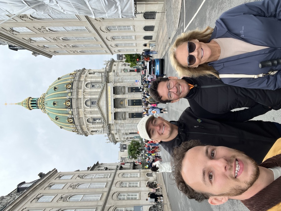 Group selfie in front of the Marble Church in Copenhagen
